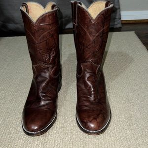 Justin Men’s Deerlite Roper Western Boots Size 9 D Color Brown